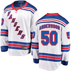 Herren New York Rangers Eishockey Trikot Lias Andersson #50 Breakaway Weiß Fanatics Branded Auswärts